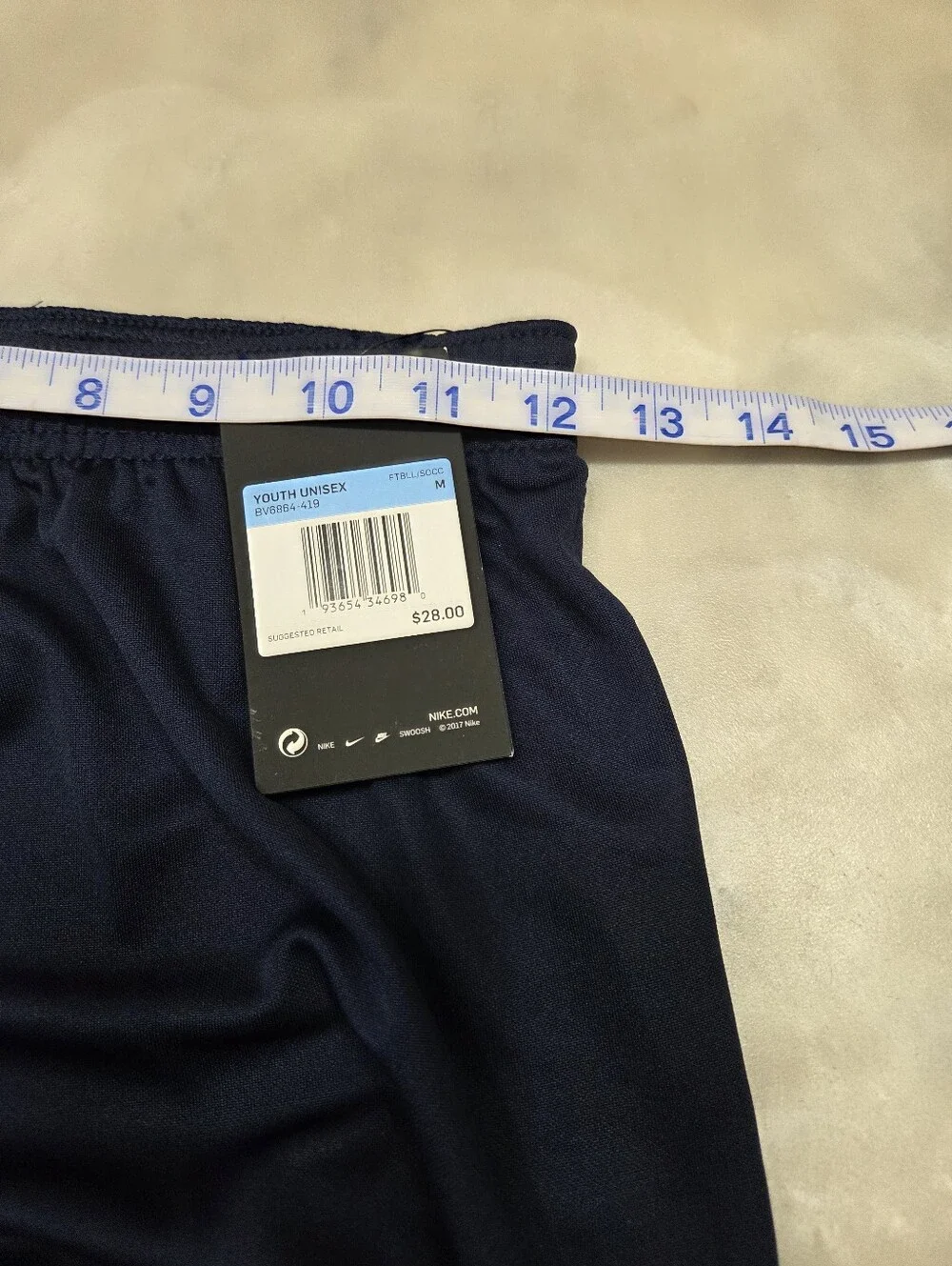 Nike NWT Navy Athletic Shorts with White Accent Dri Fit YOUTH Size M